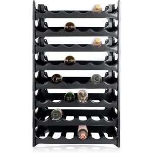 Schwarzes PROREGAL CURVA Weinregal mit 8 Ebenen für 48 Flaschen.