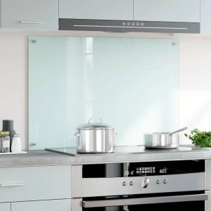 DELUKE Küchenrückwand Glas 90x60cm Weiß Wandverklediung Küche Wandschutz Spritzschutz Herdspritzschutz Glasplatte