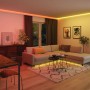 Wohnzimmer mit Paulmann LED-Strip MaxLED RGBW für indirekte Beleuchtung.