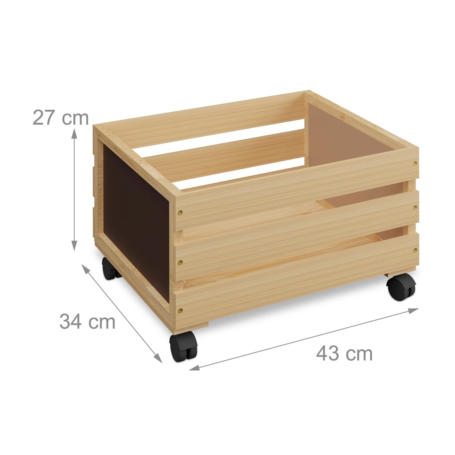 Relaxdays Schallplattenkiste Bambus Natur Schwarz Mit Rollen 27 cm x 43 cm x 34 cm 2,3 kg_4