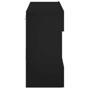 Schwarzer VidaXL TV-Wandschrank mit LED-Beleuchtung, 78,5x30x60,5 cm, Seitenansicht.