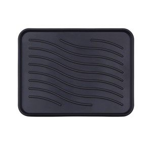 Schwarze Bestlivings Schuhabtropfschale M (38x38cm) aus Polypropylen mit Rillen.