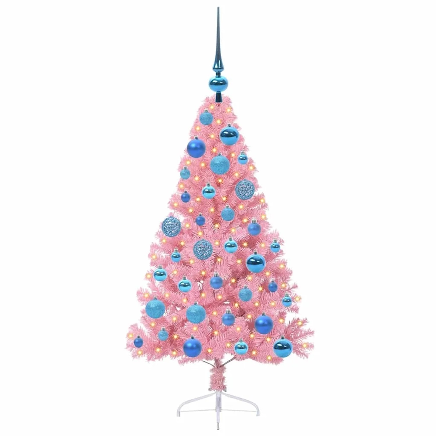 vidaXL Künstlicher Vorbeleuchteter Weihnachtsbaum Rosa 120 cm PVC 3397057