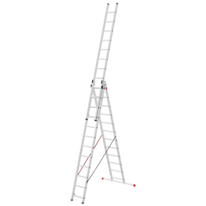 Hailo HobbyStep Kombi-Leiter, 3-teilig, aus Aluminium, als Anlege-, Schiebe- und Bockleiter nutzbar.