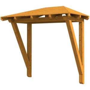 Skan Holz Haustür-Vordach Wismar 2, Eiche hell lasiert, 258x126cm, aus Konstruktionsvollholz.