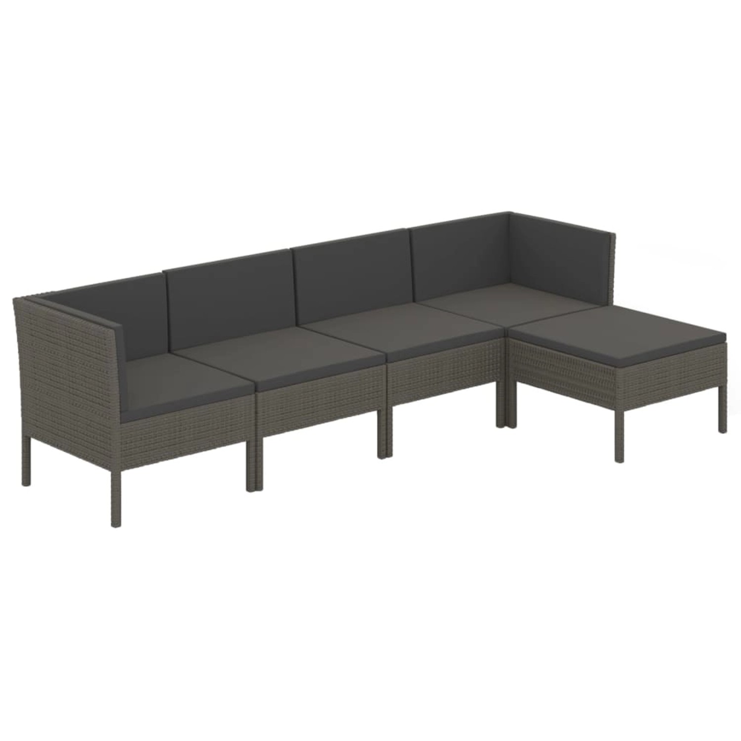 vidaXL 5-tlg Garten-Lounge-Set mit Auflagen Poly Rattan Grau Modell 17