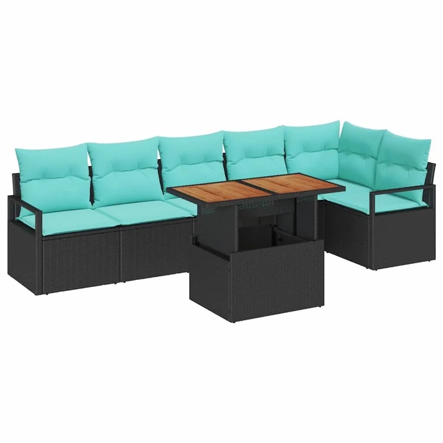 vidaXL Garten Essgruppe mit Kissen 7-Tlg Schwarz und Teal 3349724