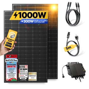 Solakon Balkonkraftwerk 1000W 800W Solaranlage Steckerfertig Komplettset Photovoltaik Anlage 800W Kabellänge 5m
