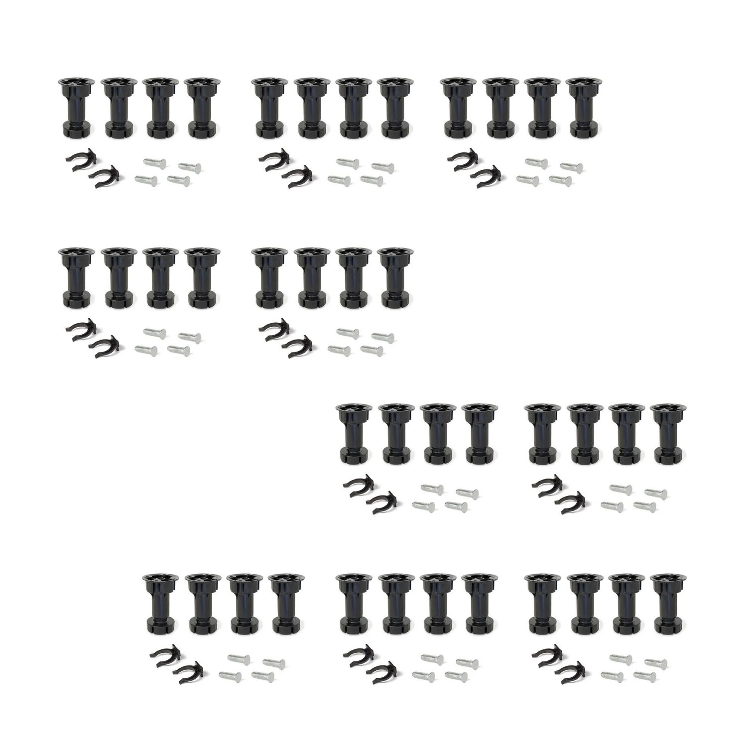 Emuca Lot von 10 Nivellierer Bone mit Vormontierter Sockel Höhe 100 mm Verstellbar 98 bis 115 mm Kunststoff Schwarz