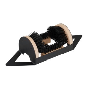 Relaxdays Schuhabstreifer Holz Schwarz Rutschfest 11,5 cm x 23 cm x 15,5 cm