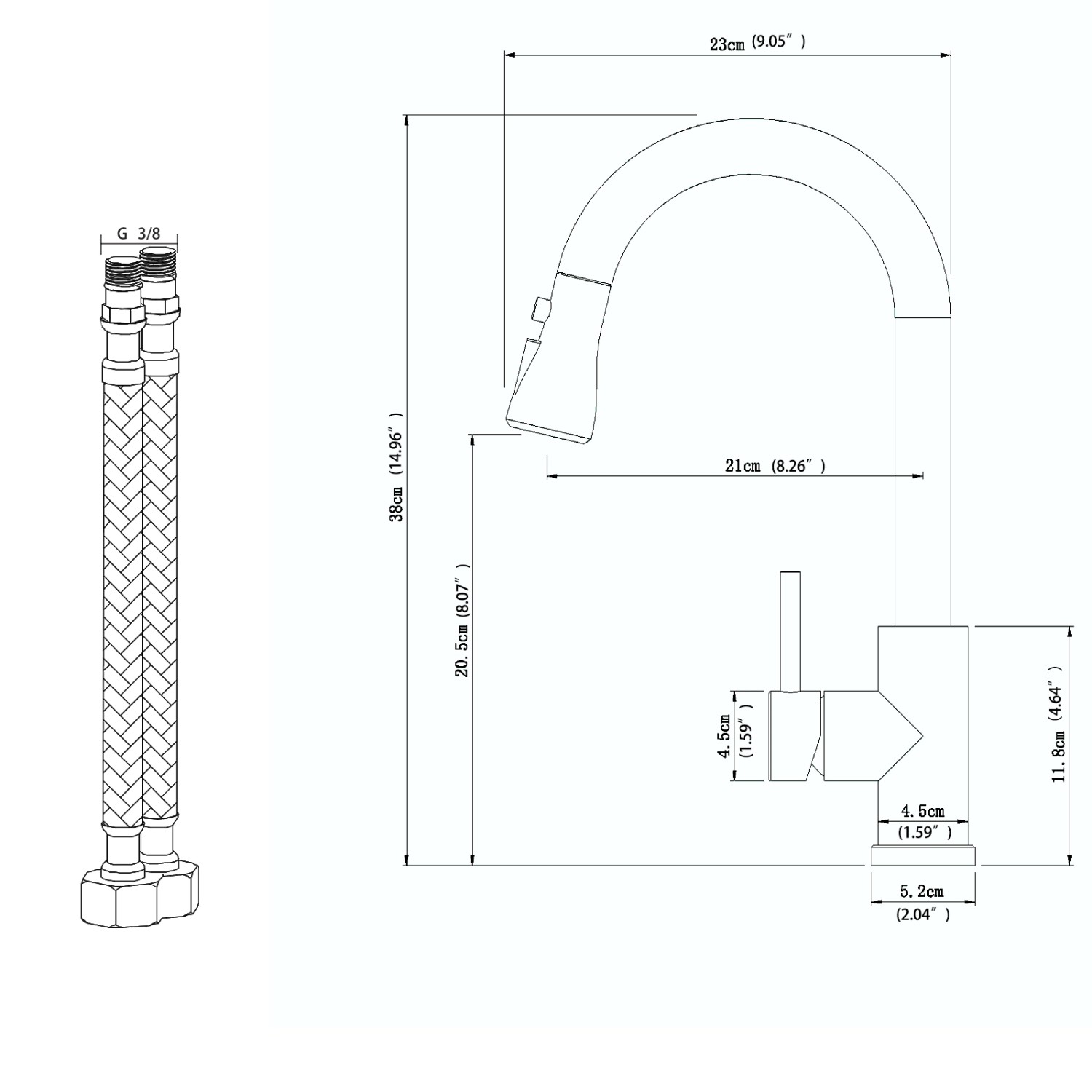 AICA Wasserhahn Schwarz Zwei Wasserauslassmodi Küche Mischbatterie Ausziehbar 360° Drehbar Einhand-Spültischarmatur Bad Küchenarmatur_2