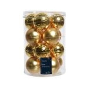 Kaemingk Weihnachtsbaumkugeln Glas  8 cm Hell Gold Matt Glaenzend 16 Stueck