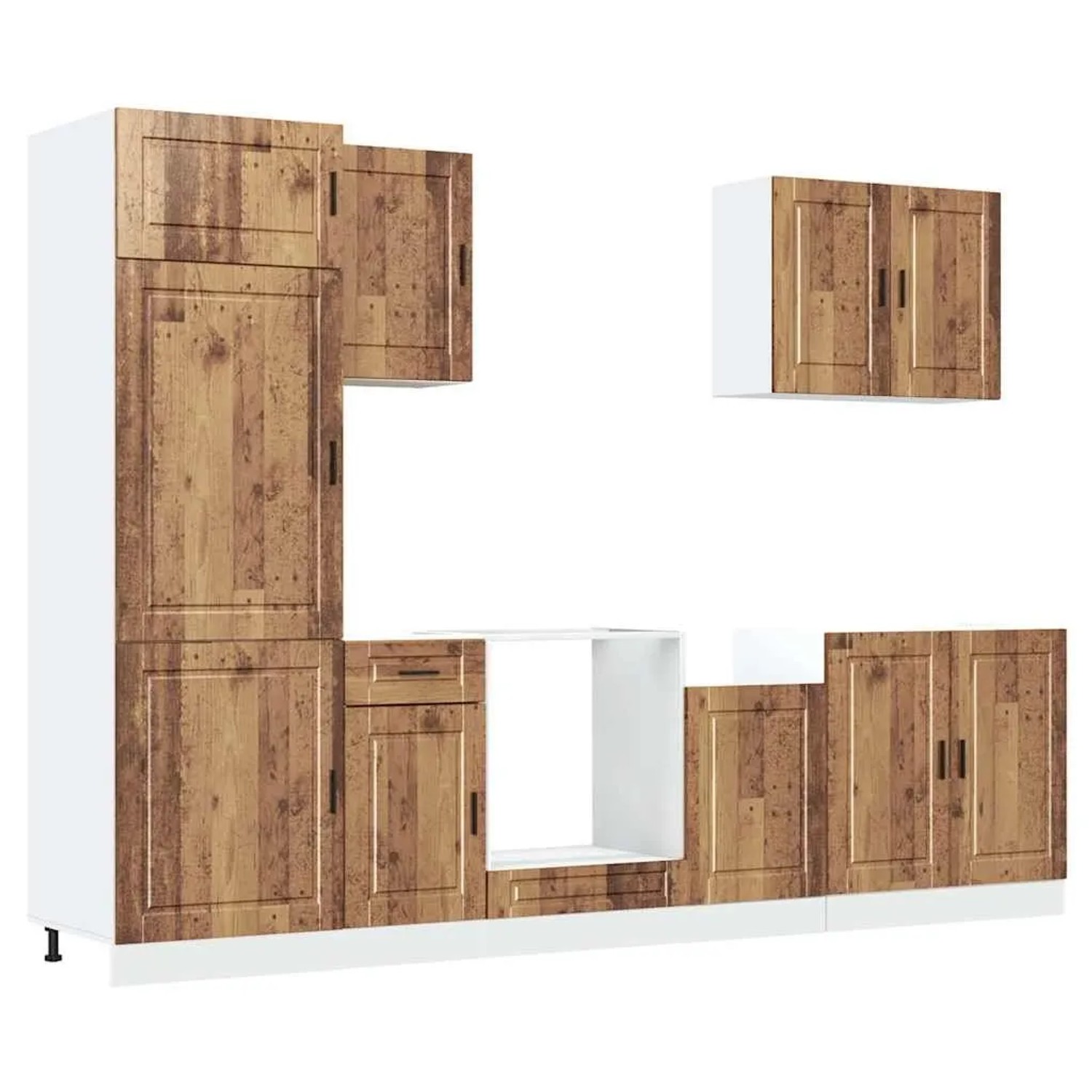vidaXL 7 Tlg Küchenschrank-Set Porto Altholz-Optik Holzwerkstoff 3314789