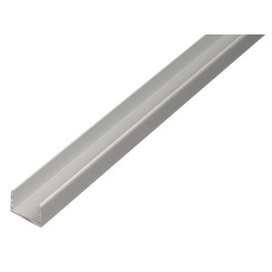 Silbernes U-Profil aus Aluminium, 15,9x15x2000 mm, eloxiert, für vielseitige Anwendungen.