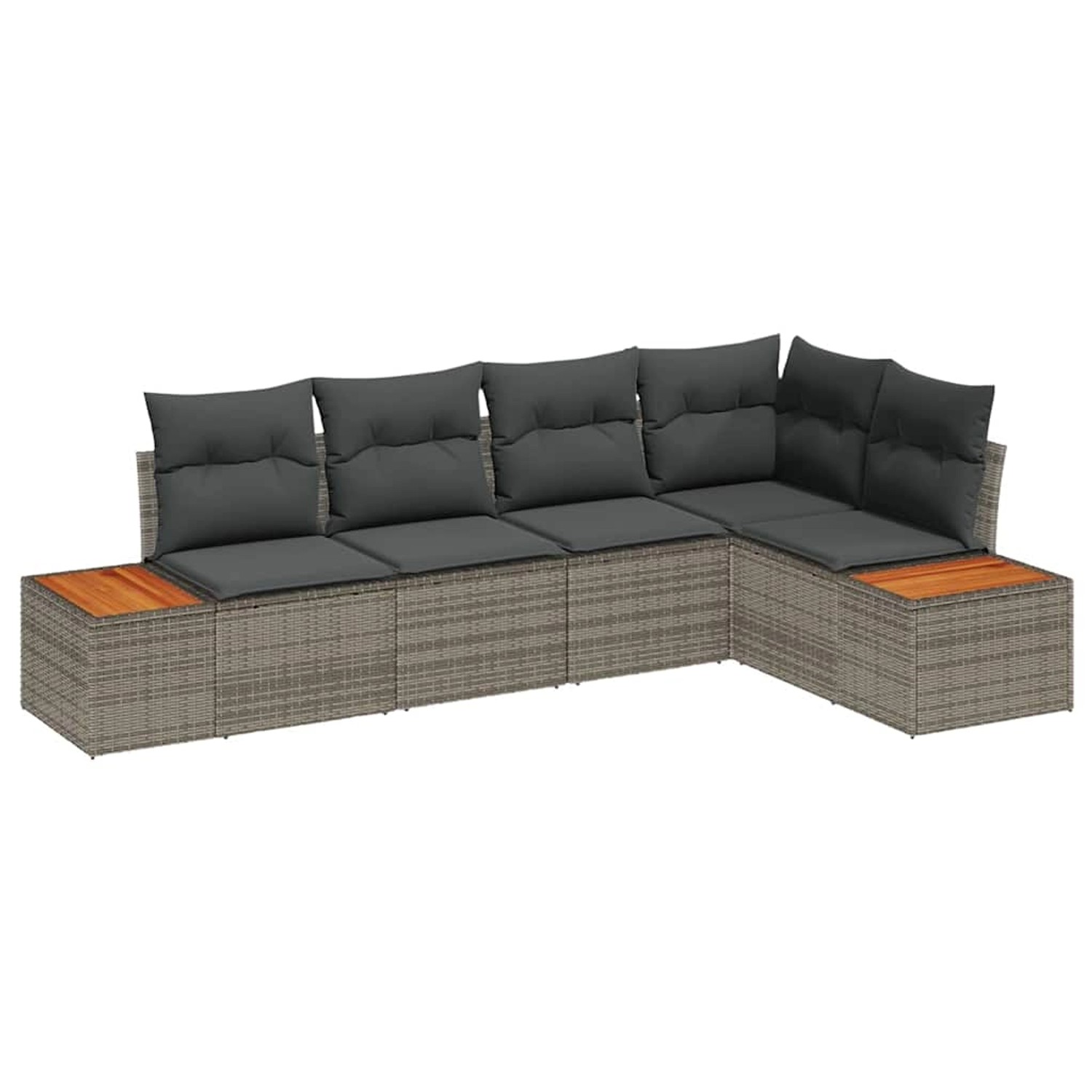 vidaXL Garten-Sofa-Set mit Kissen 5-Tlg Grau Poly Rattan 3348085 günstig online kaufen
