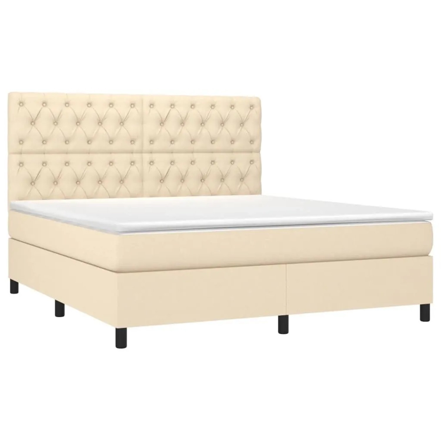 vidaXL Boxspringbett mit Matratze & LED Creme 160x200 cm Stoff 3135130 günstig online kaufen