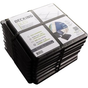 Skaza Terrassenplatten Balkon Schwarz, 8er-Pack wetterfeste Klickfliesen für Balkon und Terrasse.