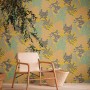 AS-Creation Vliestapete Floral Gelb/Schwarz mit floralem Muster und leichter Struktur.