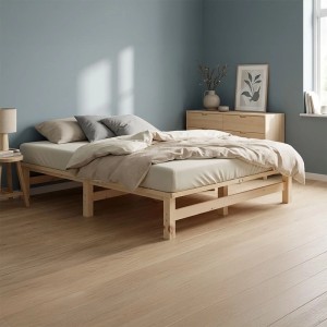 Homestyle4u Holzbett Jugendbett Palettenbett 120x200 mit Lattenrost Natur Futonbett 3132