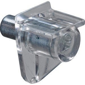 Transparenter Hettich Bodenträger Safety, 5 mm, für Regalböden und Möbel.