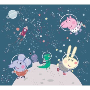 Sanders & Sanders Fototapete: Peppa Wutz im Weltall, dunkelblau, 3x2,7m. Ideal für Kinderzimmer.