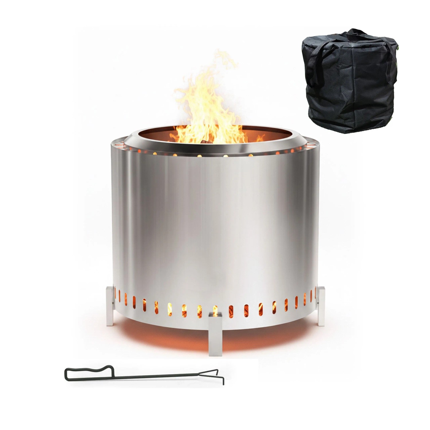 Relaxdays Feuerschale Edelstahl Silber Rauchfrei 45 x 49 cm