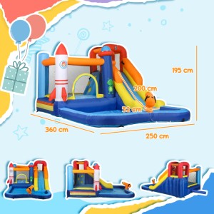 AIYAPLAY Hüpfburg mit Rutsche und Gebläse für Kinder, ideal für Outdoor Wasserspaß im Garten.