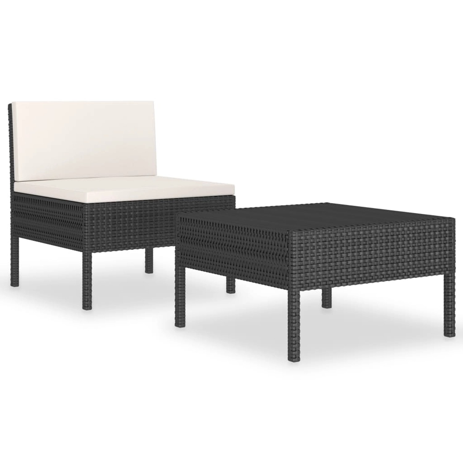 2-tlg. Garten-lounge-set Mit Auflagen Poly Rattan Schwarz günstig online kaufen