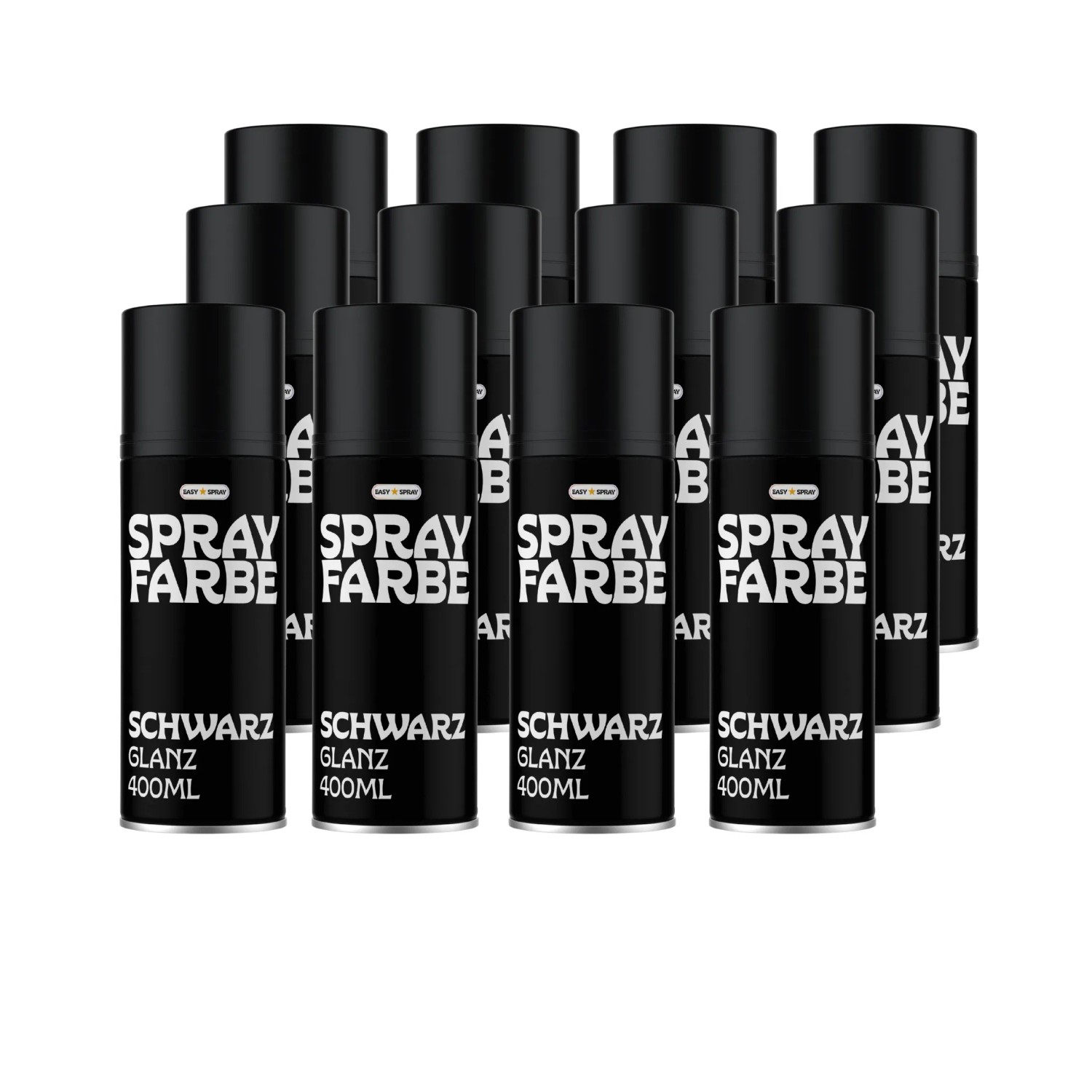 EasySpray Sprühfarbe 400 ml 12er Set Schwarz Glänzend