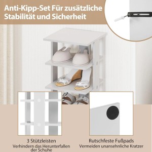 Costway 8 Stufiges Schuhregal Höhenverstellbar Holz Grau Einzel