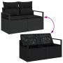 Schwarzes 9-teiliges Garten-Sofa Set aus Poly Rattan mit Kissen.