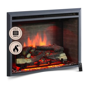 Schwarzer BALDERIA Elektrokamin CA-33 mit 3D-Flammeneffekt und Heizung.