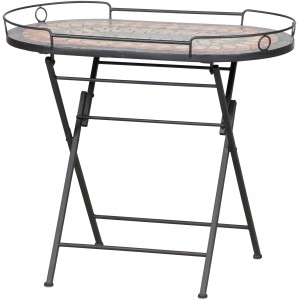 Schwarzer Siena Garden Gartentisch Prato, rechteckig, 67,5x41 cm, mit Mosaik-Tischplatte und klappbarem Stahlgestell.