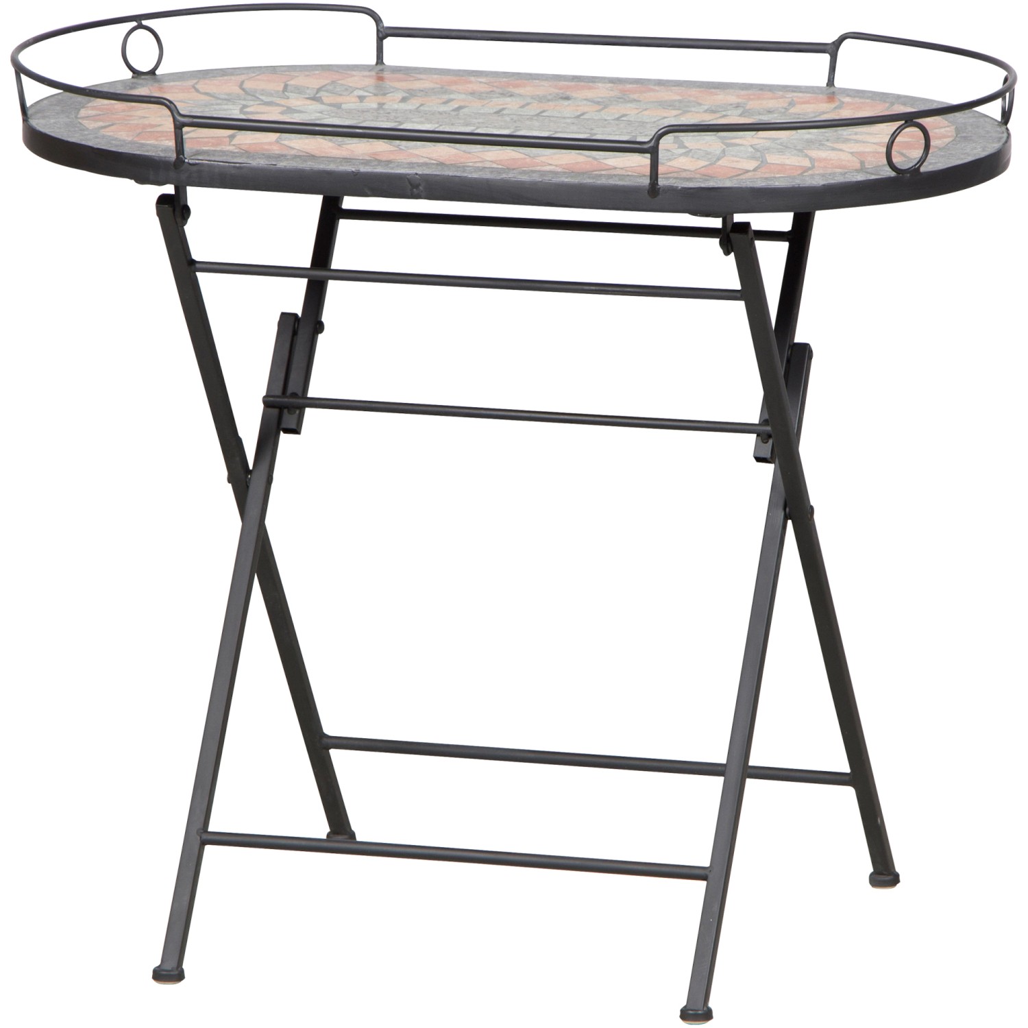 Siena Garden Serviertisch Prato Eisen 41 cm x 67,5 cm x 60 cm Schwarz Mosaik