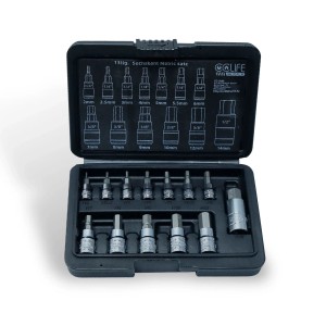 CCLIFE 13tlg Sechskant Steckschluesselsatz Metric 2mm - 14mm für Drehmomentschlüssel und Bohrer S2 Legierungsstahl