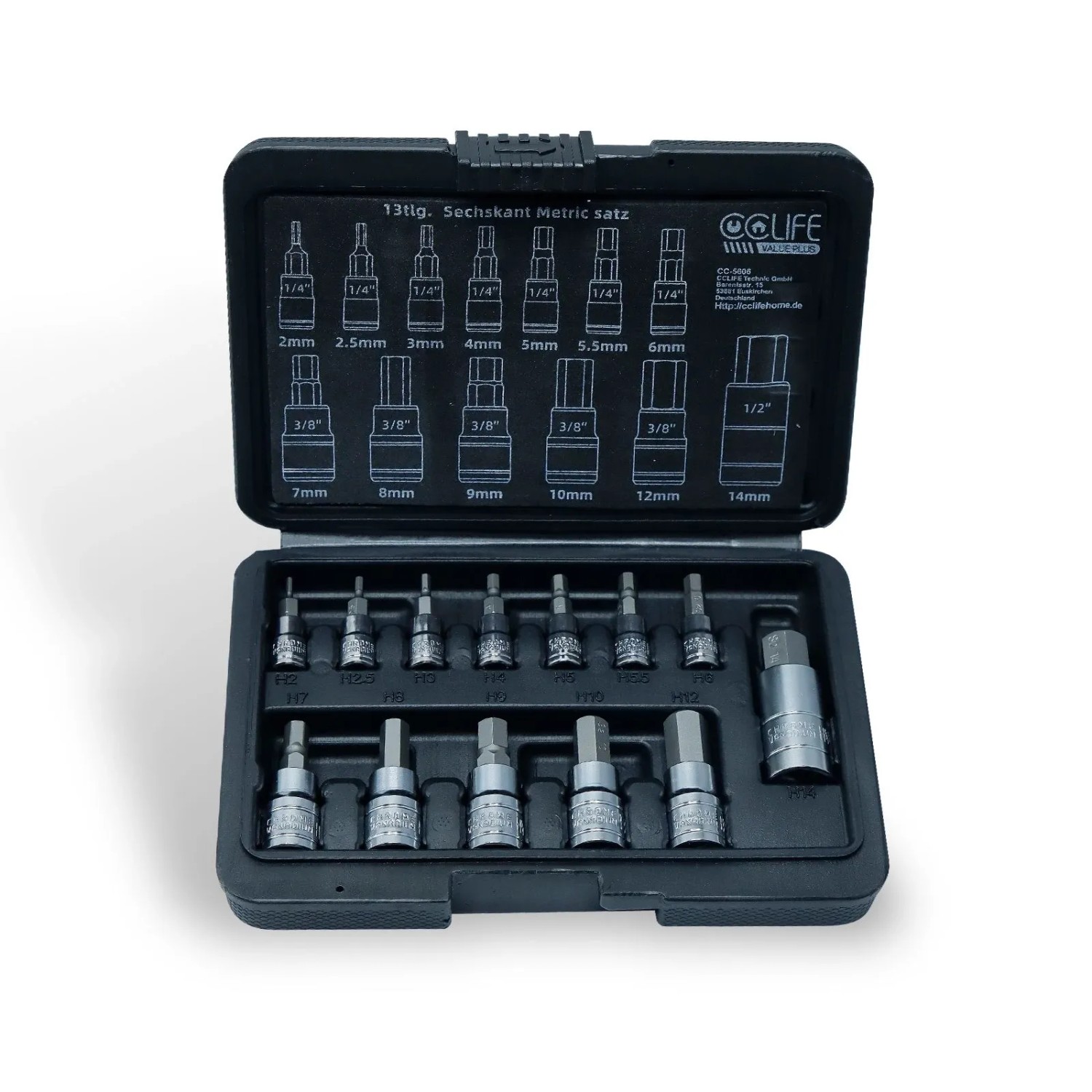 CCLIFE 13tlg Sechskant Steckschluesselsatz Metric 2mm - 14mm für Drehmoment günstig online kaufen