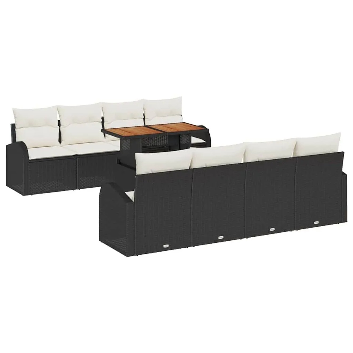 vidaXL Garten-Sofa-Set mit Kissen 7-Tlg Schwarz und Creme 3349557