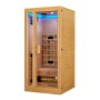 Artsauna Infrarotkabine Nyborg S90V aus Hemlockholz mit Glasfront und Vollspektrumstrahlern.