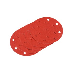 Rote LUX Schleifauflagen K40, 150 mm für Exzenterschleifer, 5 Stück.