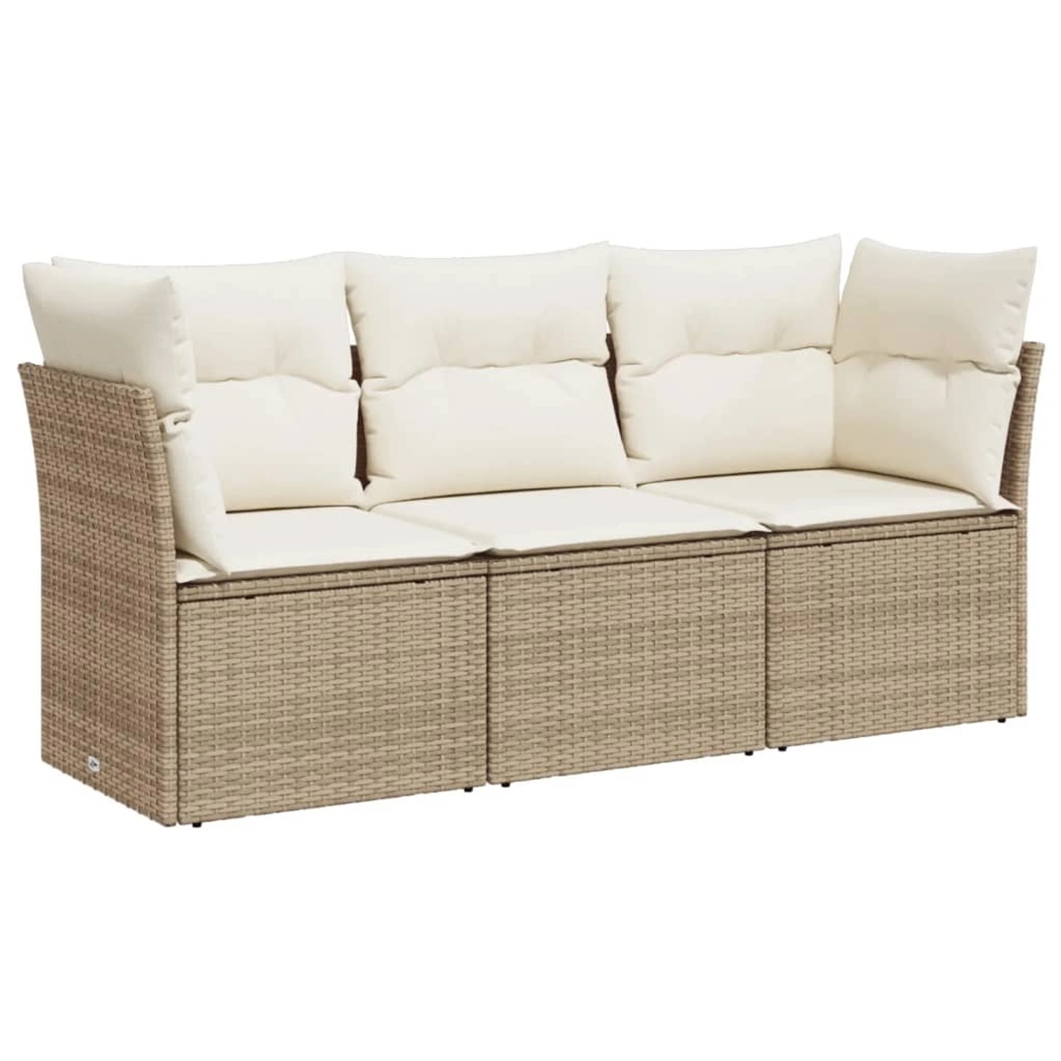 vidaXL 3-tlg Garten-Sofagarnitur mit Kissen Beige Poly Rattan Modell 9 günstig online kaufen