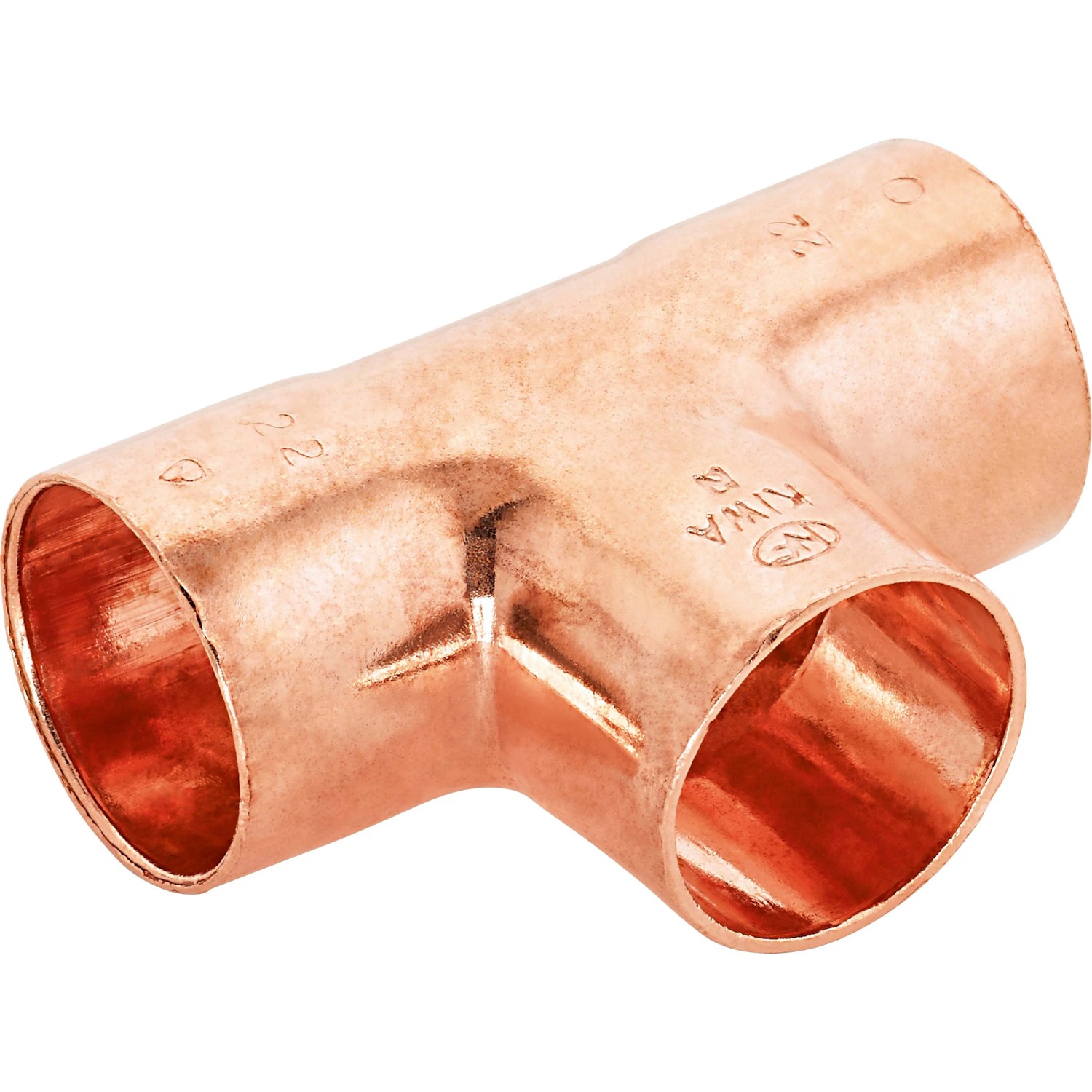 Kupfer Löt-T-Stück, 22 mm Durchmesser, 10er-Pack für die Kupferrohrinstallation.