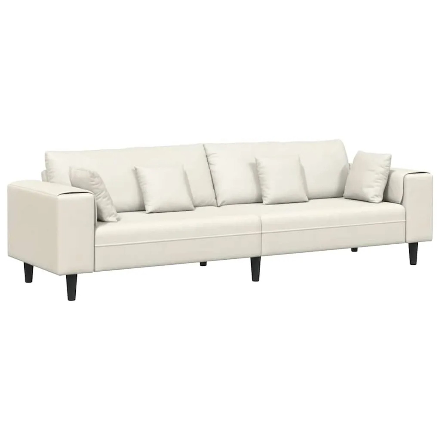 vidaXL Sofa mit Kissen Creme 250 x 77 x 76 cm Samt 3335160