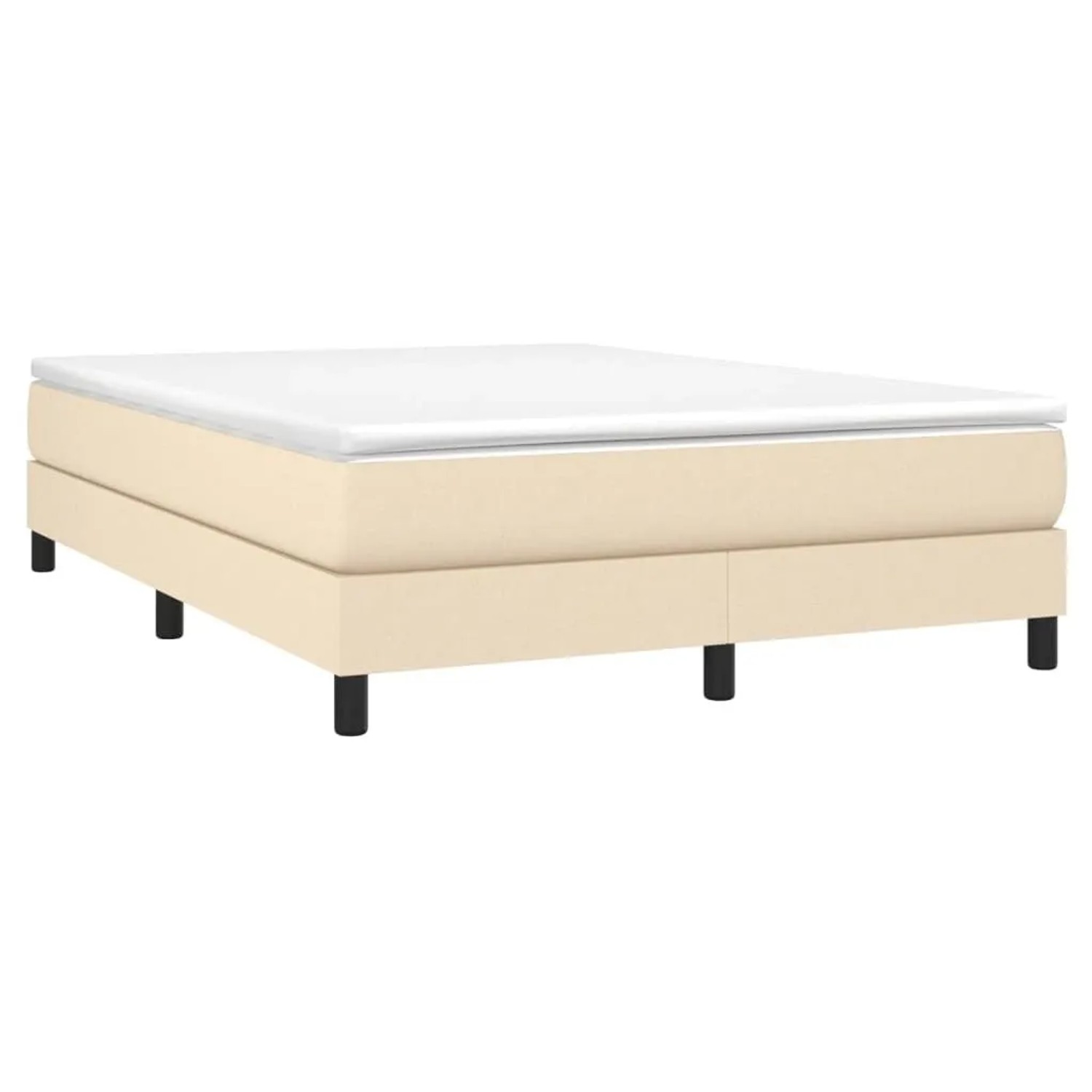 vidaXL Boxspringbett mit Matratze Creme 140x190 cm Stoff 3144074