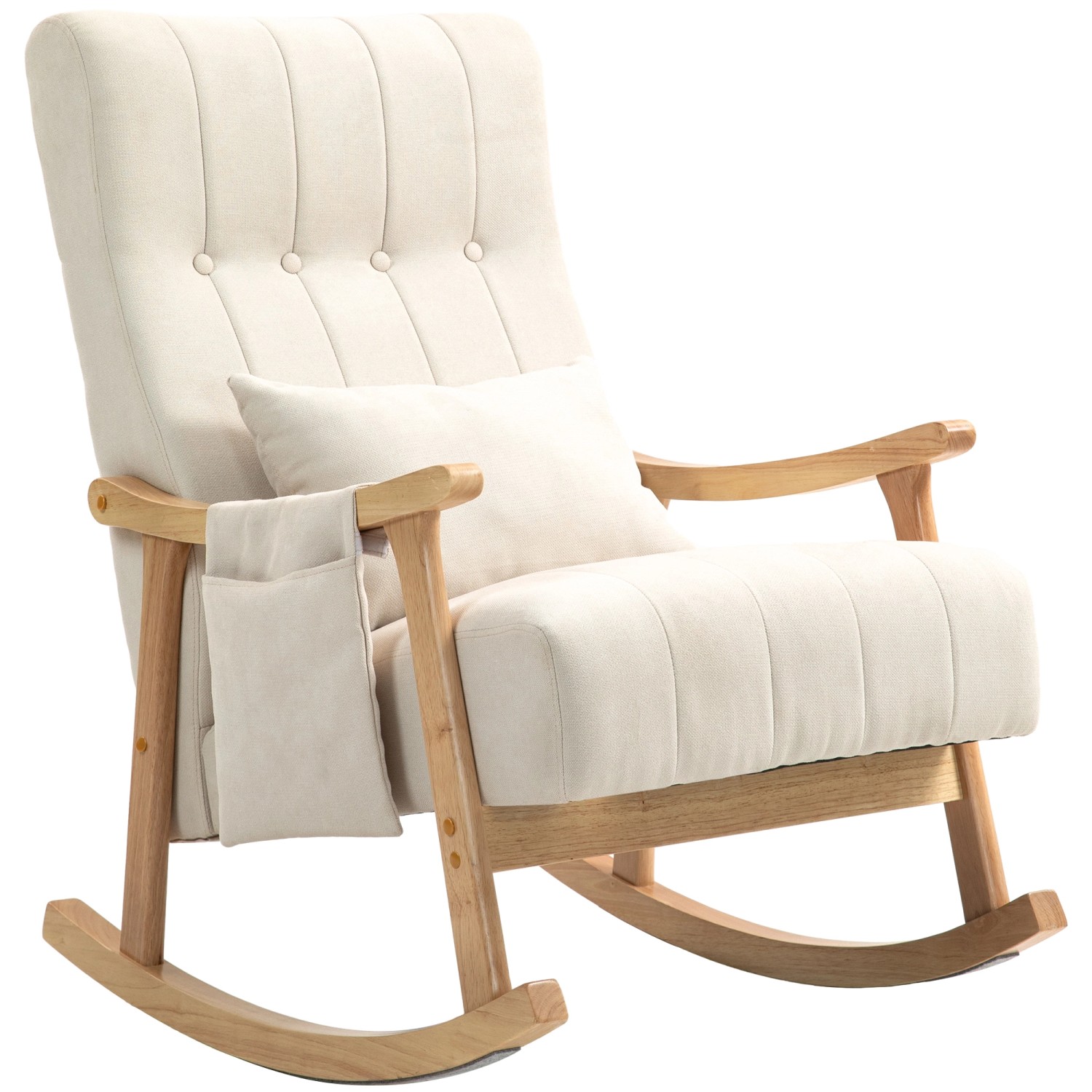 HOMCOM Schaukelstuhl mit Leinenoptik Polyester Beige 65L x 90B x 98H cm günstig online kaufen