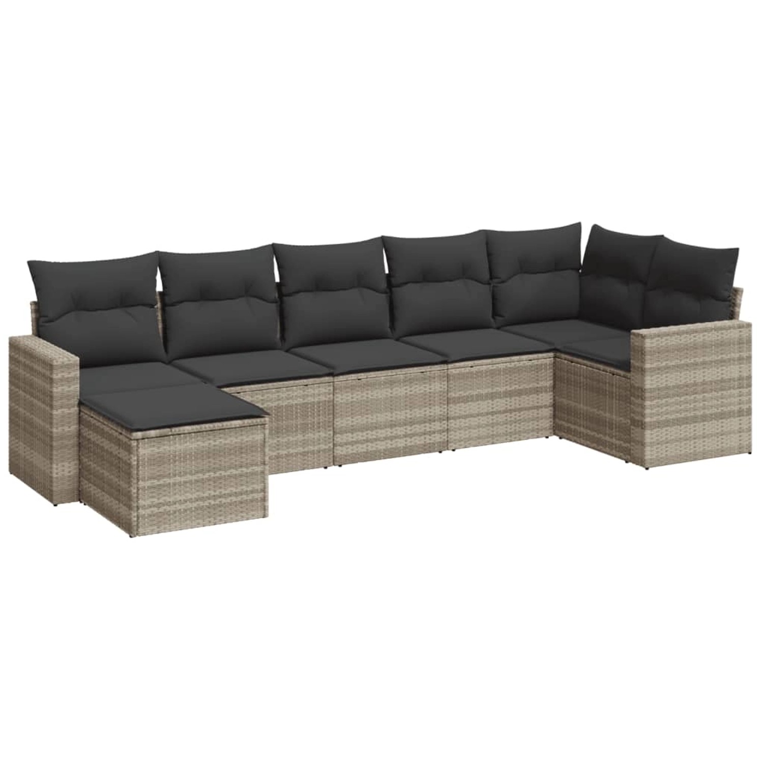 vidaXL 7-Tlg Garten-Sofagarnitur mit Kissen Hellgrau Poly Rattan 3219272 günstig online kaufen