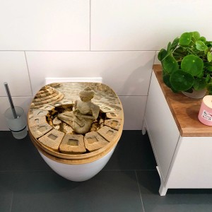 Banjado WC-Sitz Bambus mit Buddha Motiv. Toilettendeckel mit Absenkautomatik.