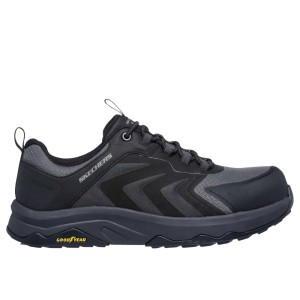 Schwarze Skechers Speed-Flex Trekker S3S Sicherheitsschuhe für Herren mit robuster Goodyear Sohle und Carbon-Zehenkappe.