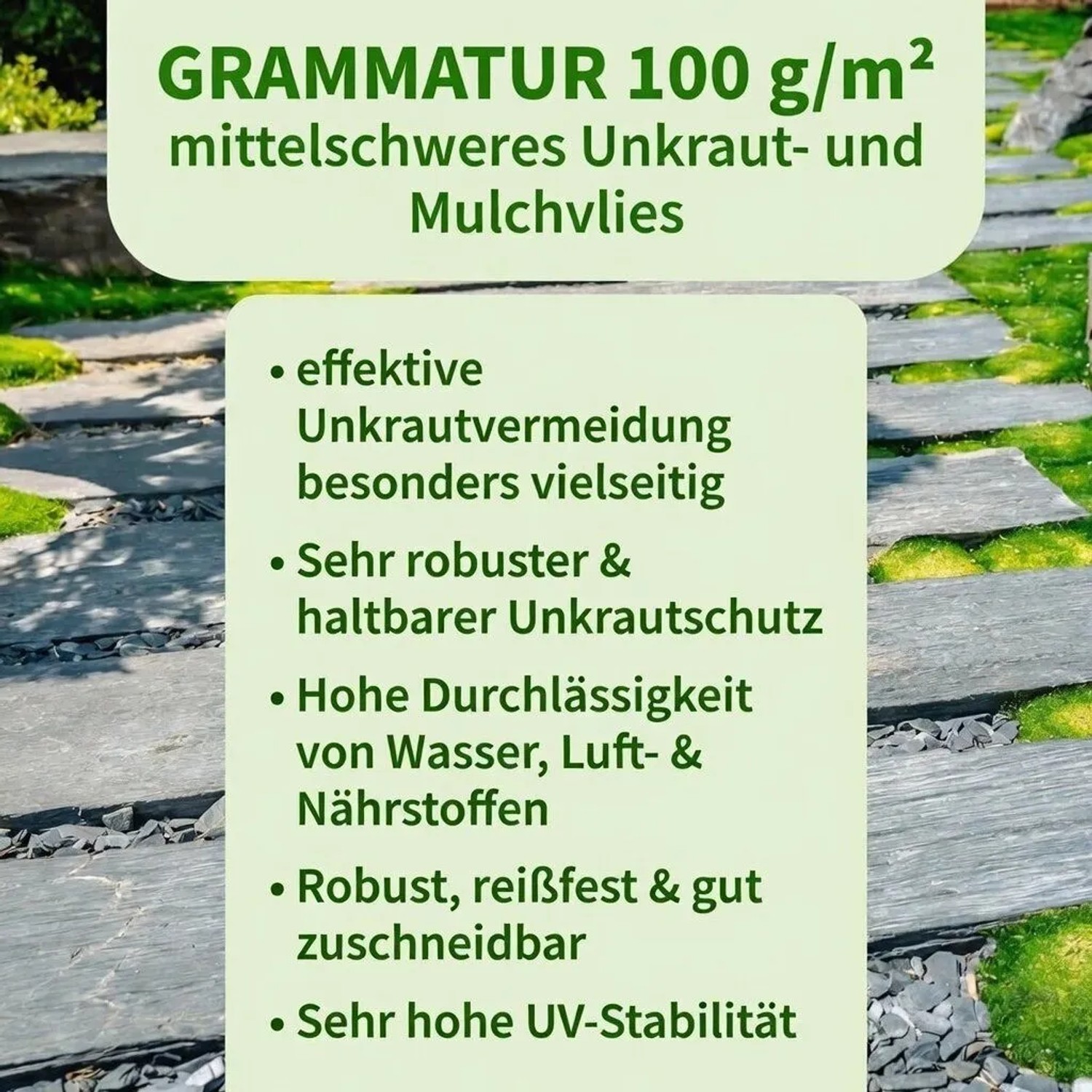 TTL GARDEN Unkrautvlies 100g/m² 1x50m 50m² Rolle Schwarz Inkl. 100 Erdanker 150mm Schwarz Gartenvlies Mulchvlies UV-stabil_5