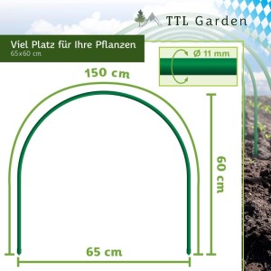 TTL Garden Pflanztunnel Set, 12 Bögen mit Folie, 65x60cm, für Beet und Hochbeet.