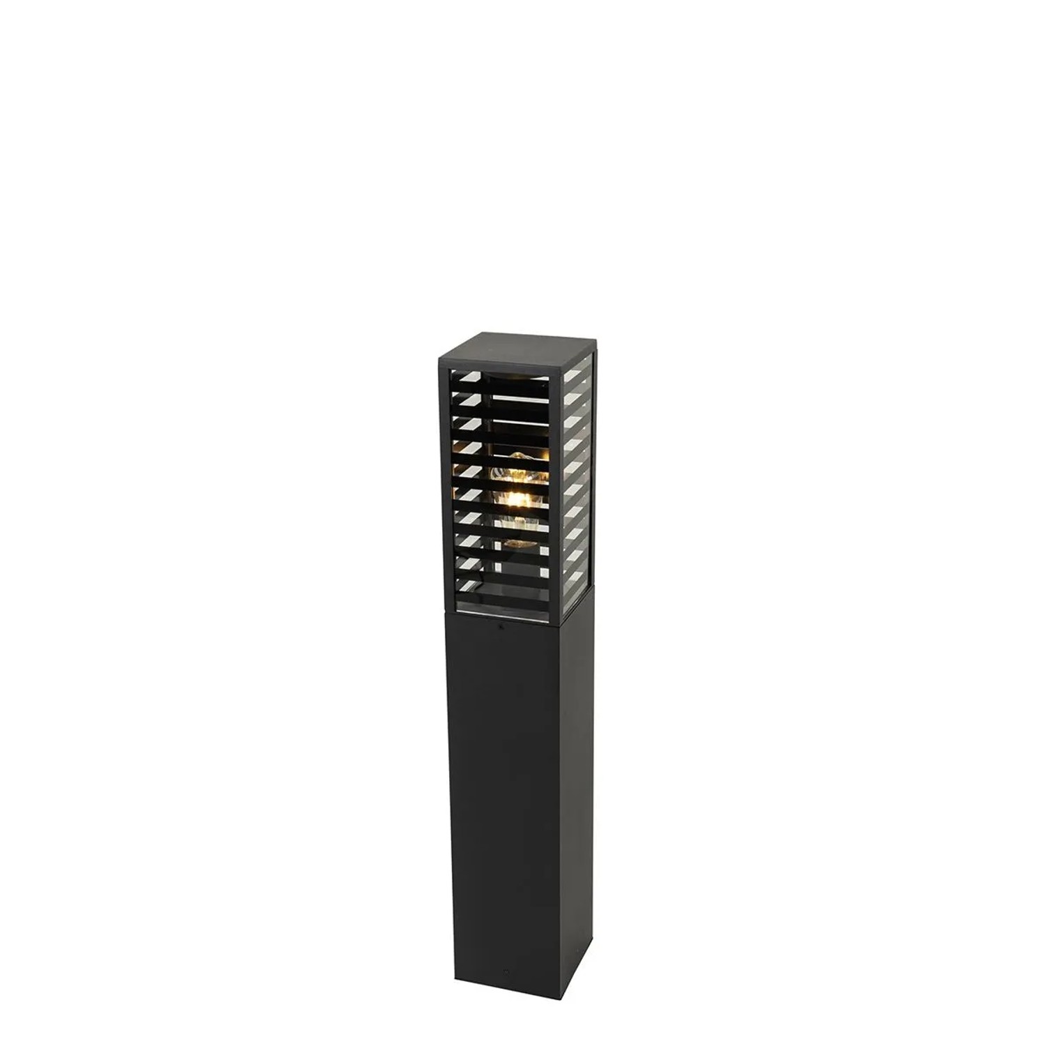 QAZQA Moderne Stehende Außenleuchte Schwarz mit Rauch 80 cm IP44 Reims